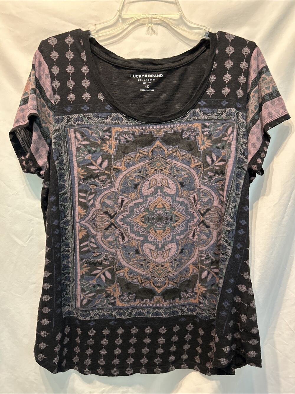 Lucky Brand T Shirt Womens 1X Bohemian T-shirt Lightweight Breathable